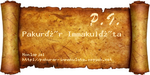 Pakurár Immakuláta névjegykártya